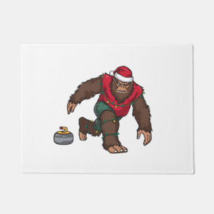 Bigfoot Sasquatch Curling Christmas 2026 Holiday Doormat
