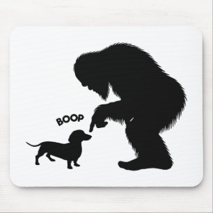 Bigfoot Sasquatch Dachshund Nose Boop Mouse Mat