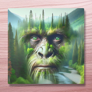 Bigfoot Sasquatch Double Exposure with Forest Canvas Print
