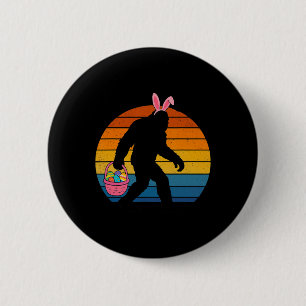 Bigfoot Sasquatch Easter Bunny Egg Hunt Funny Men 6 Cm Round Badge