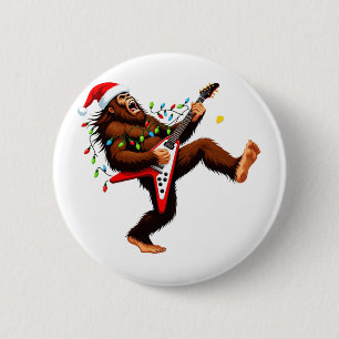 Bigfoot Sasquatch Electric Guitar Christmas 2026   6 Cm Round Badge