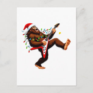 Bigfoot Sasquatch Electric Guitar Christmas 2026 Announcement Postcard