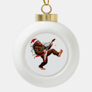 Bigfoot Sasquatch Electric Guitar Christmas 2026 Ceramic Ball Christmas Ornament