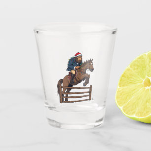 Bigfoot Sasquatch Equestrian Christmas Horse Ridin Shot Glass