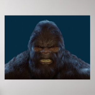 BIGFOOT SASQUATCH FACE PORTRAIT III POSTER