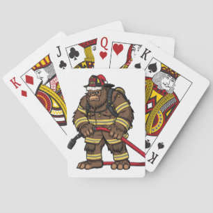 Bigfoot Sasquatch Firefighter Christmas 2026 Playing Cards