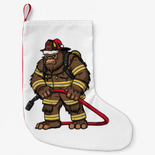 Bigfoot Sasquatch Firefighter Christmas 2026 Small Christmas Stocking