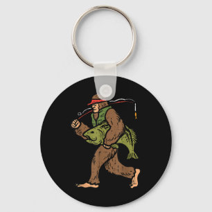 Bigfoot Sasquatch Fishing Funny Fisherman Men Wome Key Ring