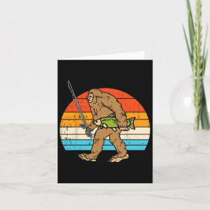Bigfoot Sasquatch Fishing Retro Fisherman Men Wome Card
