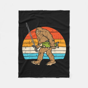 Bigfoot Sasquatch Fishing Retro Fisherman Men Wome Fleece Blanket