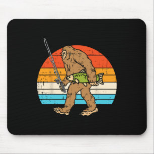Bigfoot Sasquatch Fishing Retro Fisherman Men Wome Mouse Mat
