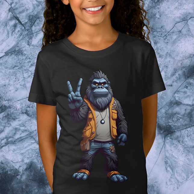 Bigfoot Sasquatch Flashing Peace Sign T-Shirt (Creator Uploaded)
