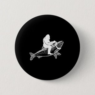 Bigfoot Sasquatch Fly Fishing Trout Fisherman Vint 6 Cm Round Badge