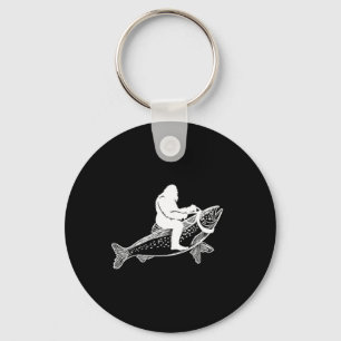 Bigfoot Sasquatch Fly Fishing Trout Fisherman Vint Key Ring