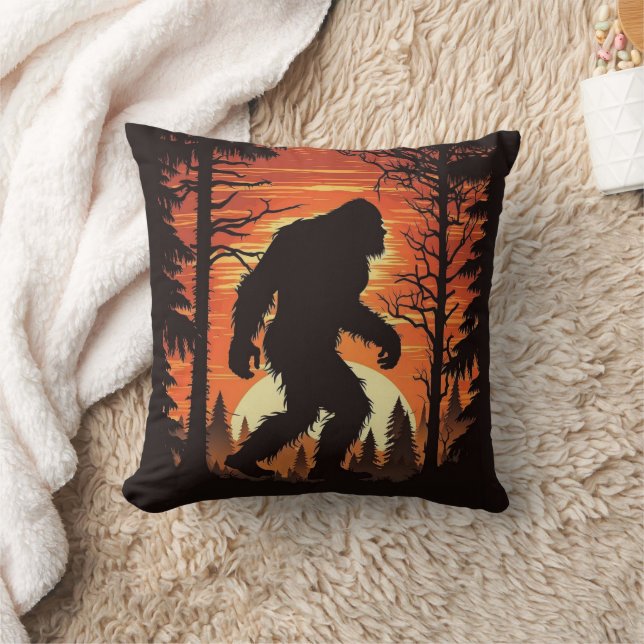 Bigfoot Sasquatch Forest Sunset Cushion (Blanket)