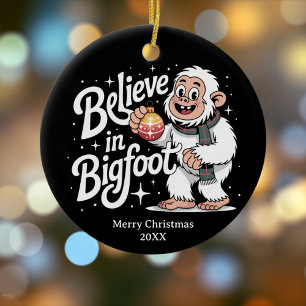 BigFoot Sasquatch Funny Outdoors Xmas Custom Ceramic Tree Decoration