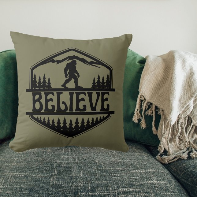 BigFoot Sasquatch Funny Squatchy Forest Vintage Cushion (Creator Uploaded)