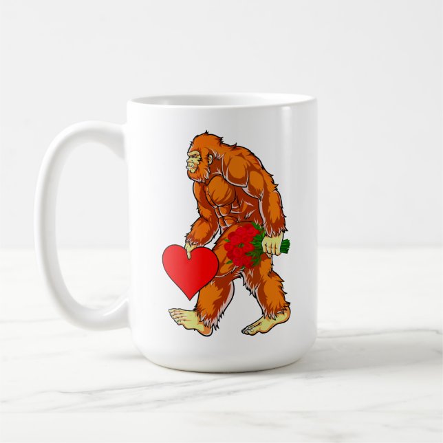 Bigfoot Sasquatch Funny Valentines Day Love Coffee Mug (Left)