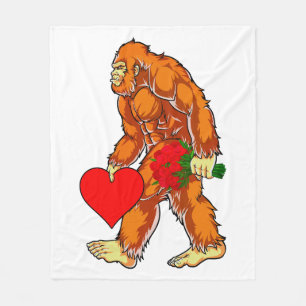 Bigfoot Sasquatch Funny Valentines Day Love Fleece Blanket