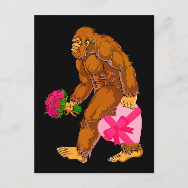 Bigfoot Sasquatch Funny Valentines Day Love Postcard (Front)