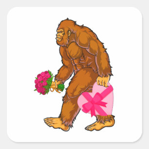 Bigfoot Sasquatch Funny Valentines Day Love Square Sticker