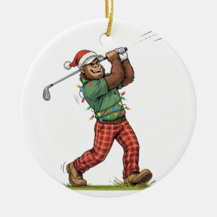 Bigfoot Sasquatch Golf Christmas 2026 Holiday Ceramic Tree Decoration