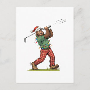 Bigfoot Sasquatch Golf Christmas 2026 Holiday Invitation Postcard