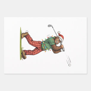 Bigfoot Sasquatch Golf Christmas 2026 Holiday Wrapping Paper Sheet