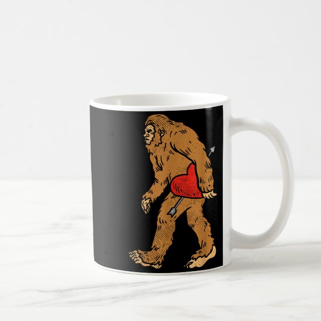 Bigfoot Sasquatch Heart With Arrow Funny Valentine Coffee Mug (Right)