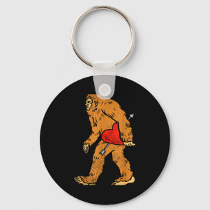 Bigfoot Sasquatch Heart With Arrow Funny Valentine Key Ring
