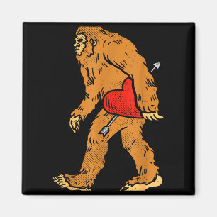 Bigfoot Sasquatch Heart With Arrow Funny Valentine Magnet