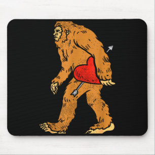 Bigfoot Sasquatch Heart With Arrow Funny Valentine Mouse Mat