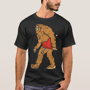Bigfoot Sasquatch Heart With Arrow Funny Valentine T-Shirt