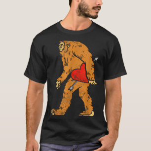 Bigfoot Sasquatch Heart With Arrow Funny Valentine T-Shirt
