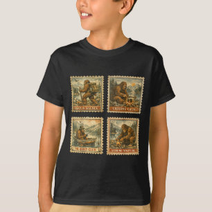 Bigfoot sasquatch hiking fishing camping father's T-Shirt