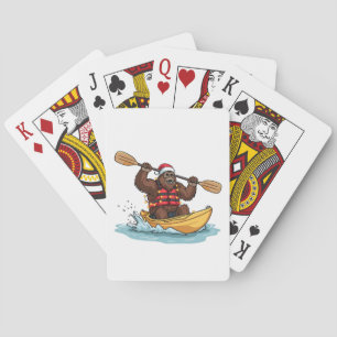 Bigfoot Sasquatch Kayaking Christmas Water Sport Playing Cards