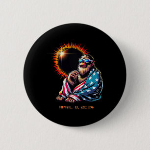 Bigfoot Sasquatch Lovers Total Solar Eclipse 2024 6 Cm Round Badge