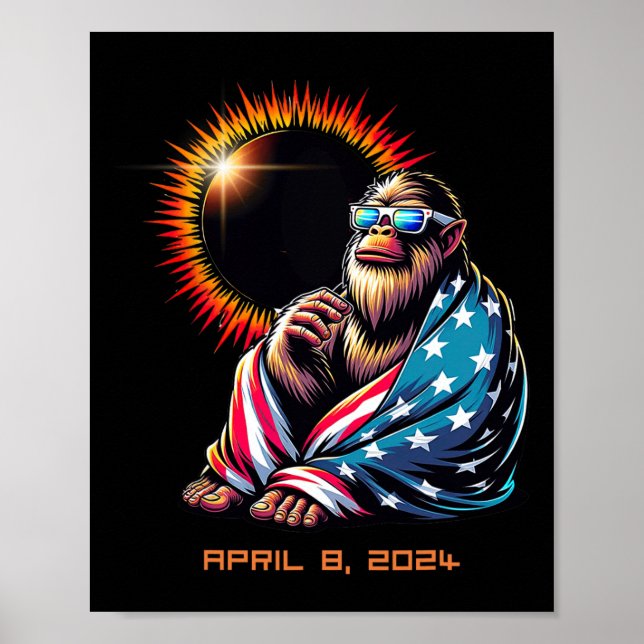 Bigfoot Sasquatch Lovers Total Solar Eclipse 2024  Poster (Front)