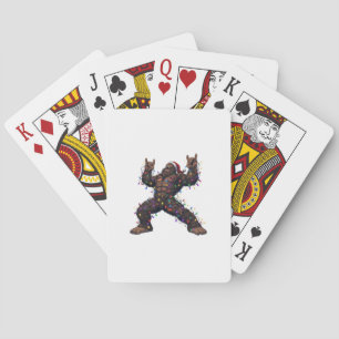 Bigfoot Sasquatch Merry Metal Christmas Rock Playing Cards