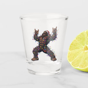 Bigfoot Sasquatch Merry Metal Christmas Rock Shot Glass