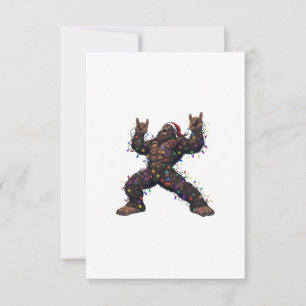Bigfoot Sasquatch Merry Metal Christmas Rock Thank You Card