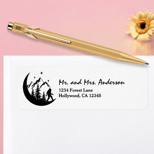 BigFoot Sasquatch Moon Forest Fun Return Address 