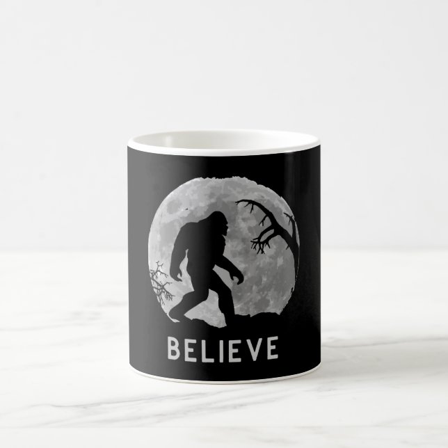 Bigfoot Sasquatch Moon Yeti Believe Coffee Mug (Center)