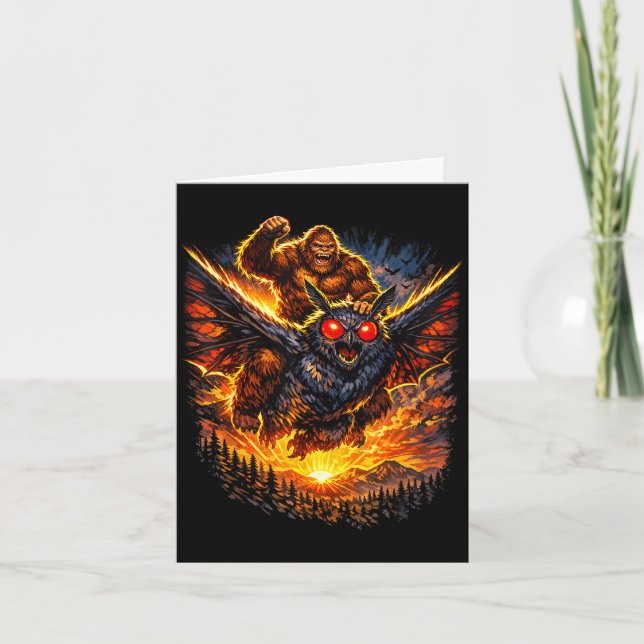 Bigfoot sasquatch mothman funny cryptid wilderness card (Front)