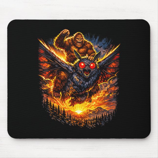 Bigfoot sasquatch mothman funny cryptid wilderness mouse mat (Front)