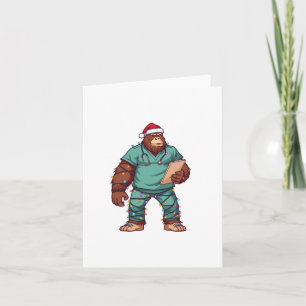 Bigfoot Sasquatch Nurse Christmas Healthcare Card