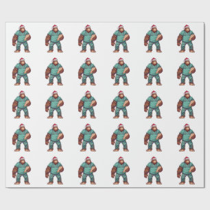 Bigfoot Sasquatch Nurse Christmas Healthcare Wrapping Paper