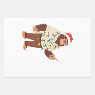 Bigfoot Sasquatch Nurse Christmas Nursing Wrapping Paper Sheet