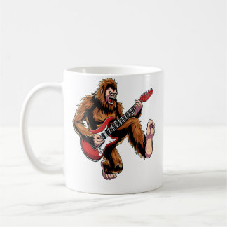 Bigfoot Sasquatch Playing Electric Guitar Rock Ro Coffee Mug