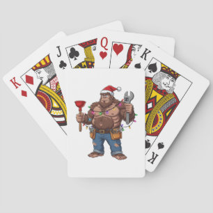 Bigfoot Sasquatch Plumber Christmas 2026 Holiday Playing Cards